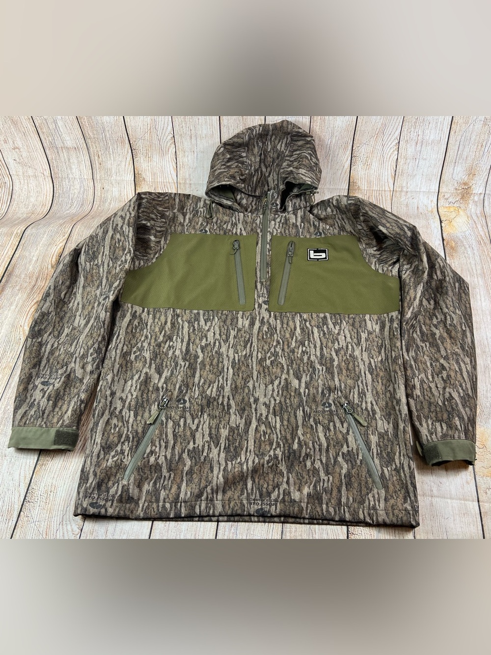 Banded Mossy Oak Bottomland 1/4 Zip Waterproof Hooded Pullover Jacket Size XLT